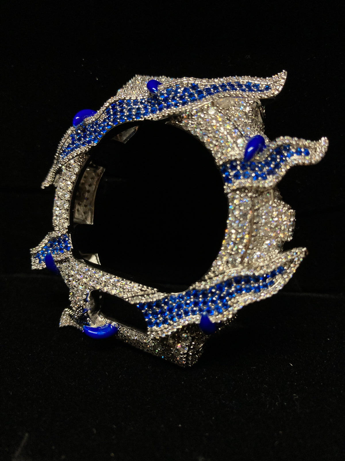 VVS Moissanite Silver and Blue Iced-Out Watch Bezel for Dw6900