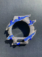 VVS Moissanite Silver and Blue Iced-Out Watch Bezel for Dw6900