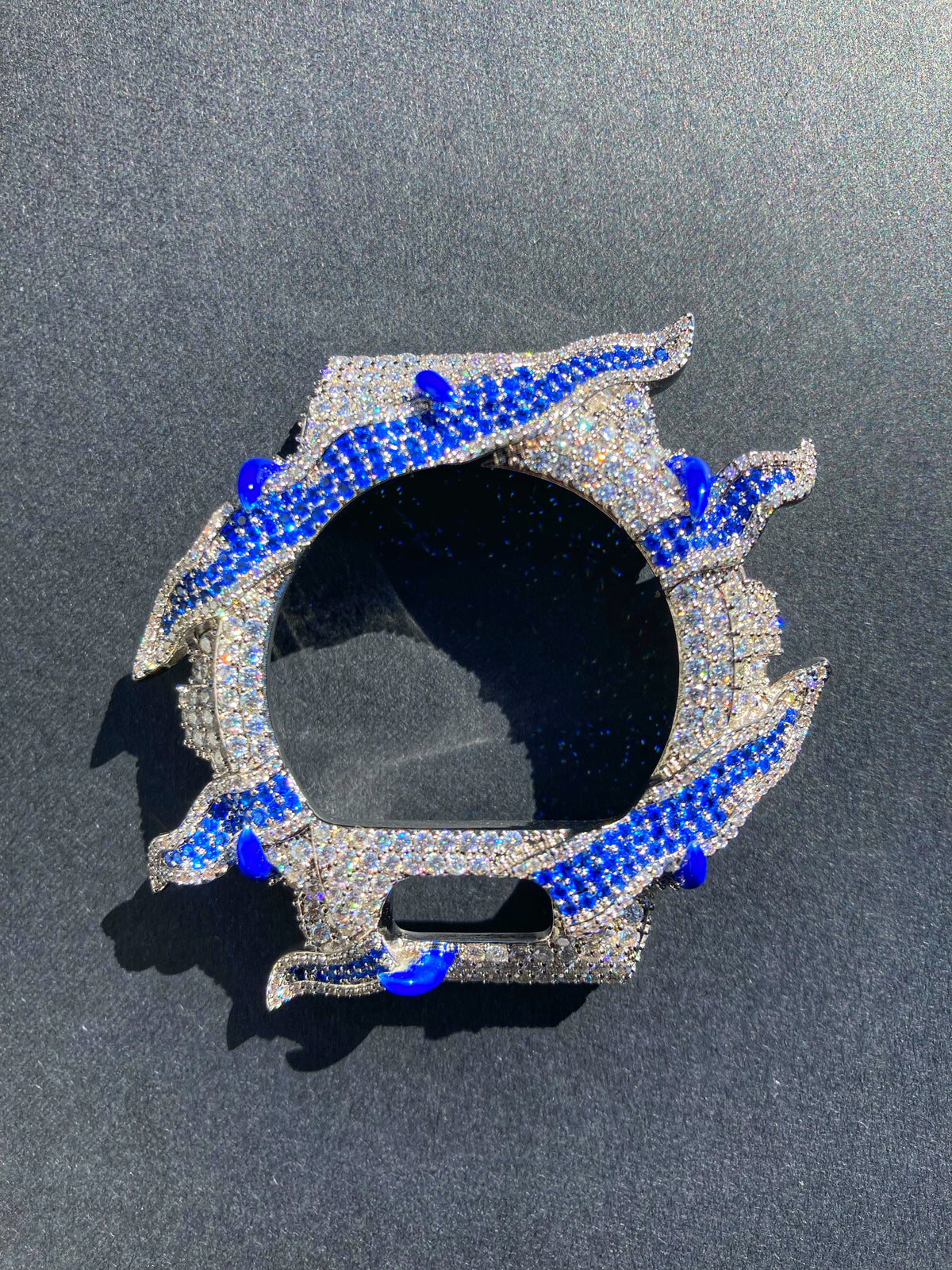 VVS Moissanite Silver and Blue Iced-Out Watch Bezel for Dw6900