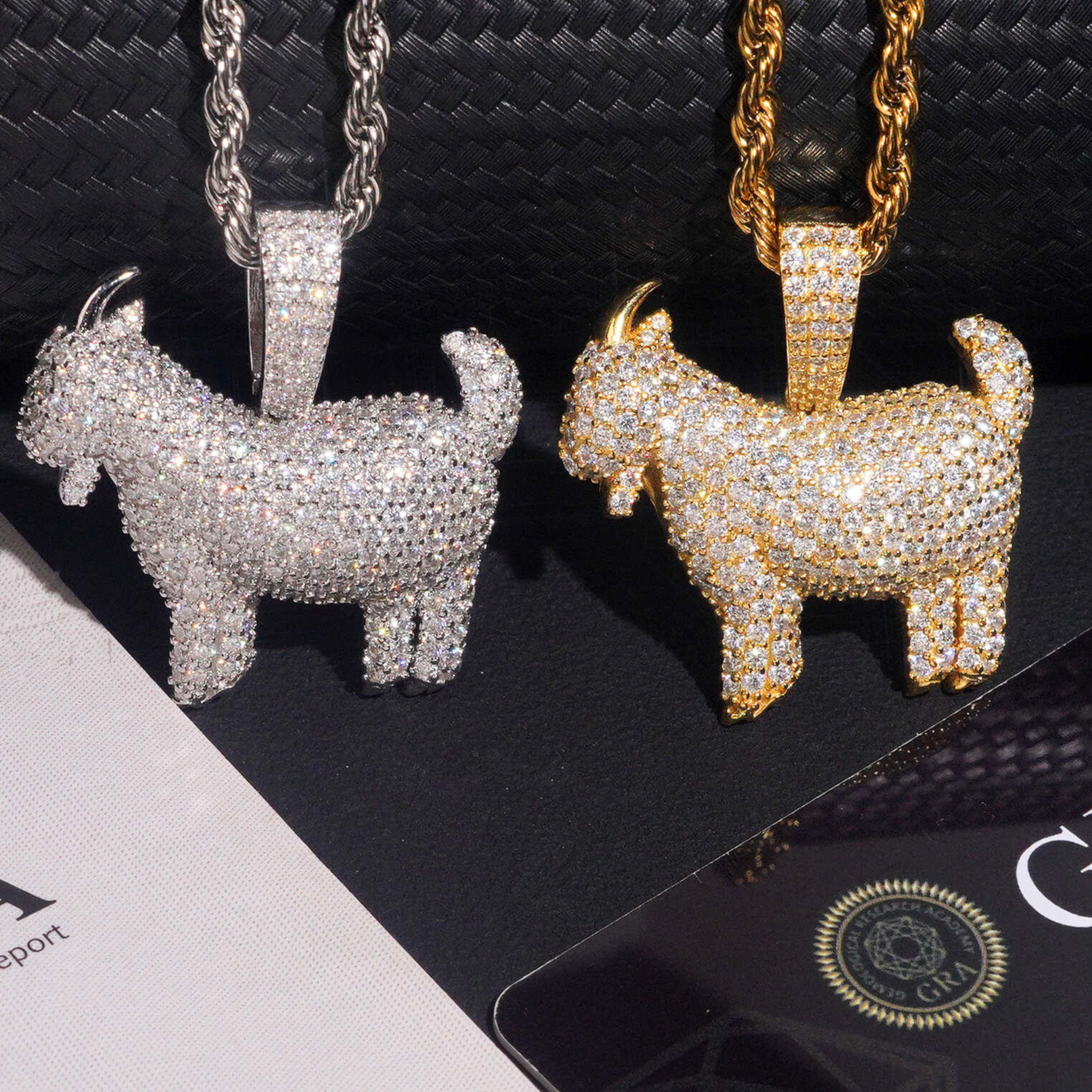 925 Sterling Silver GOAT Pendant | Iced-Out VVS Moissanite GRA Certified