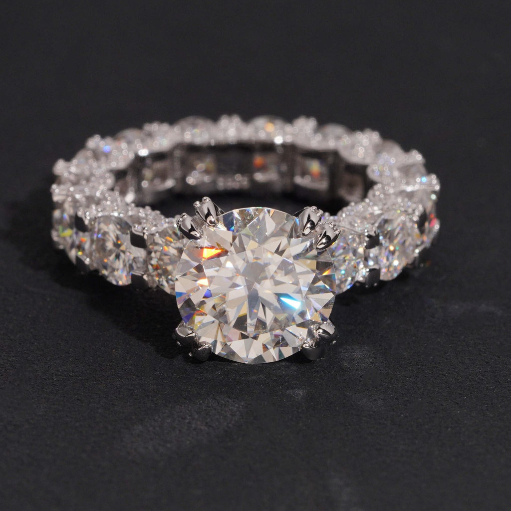 925 Sterling Silver Iced-Out Wedding Ring | 5CT VVS Moissanite