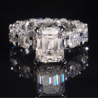 925 Sterling Silver 5ct Emerald Cut VVS Moissanite Diamond Ring | Women’s Engagement Fine Jewelry