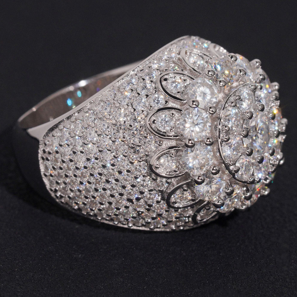 925 Sterling Silver Iced-Out Men’s Ring | VVS Moissanite GRA Certified
