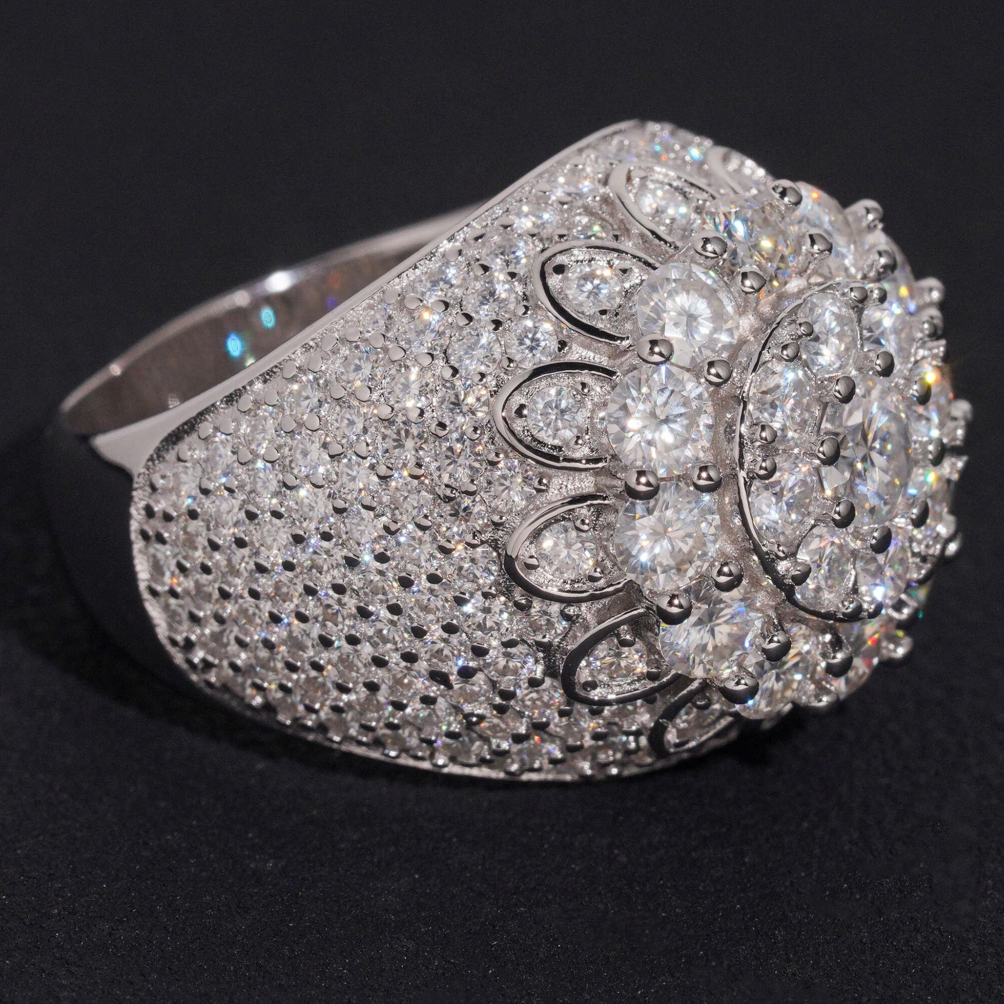 925 Sterling Silver Iced-Out Men’s Ring | VVS Moissanite GRA Certified