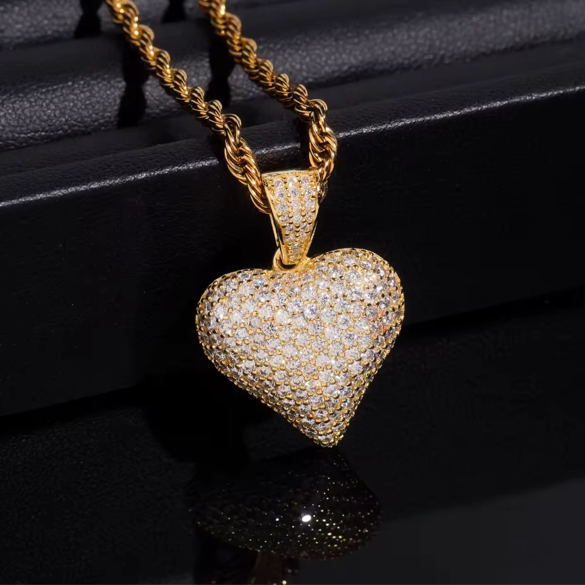 925 Sterling Silver Fully Iced-Out VVS Moissanite Heart Pendant