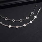 925 Sterling Silver 3mm Black Clover Tennis Bracelet | VVS Moissanite GRA Certified