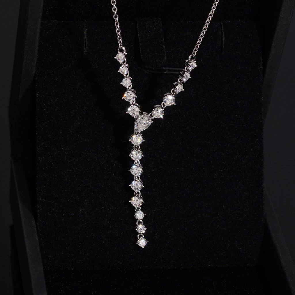 925 Sterling Silver Elegant Moissanite Necklace | GRA Certified Women’s