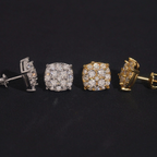 925 Sterling Silver 10mm Iced-Out Moissanite Stud Earrings | Screw-Back