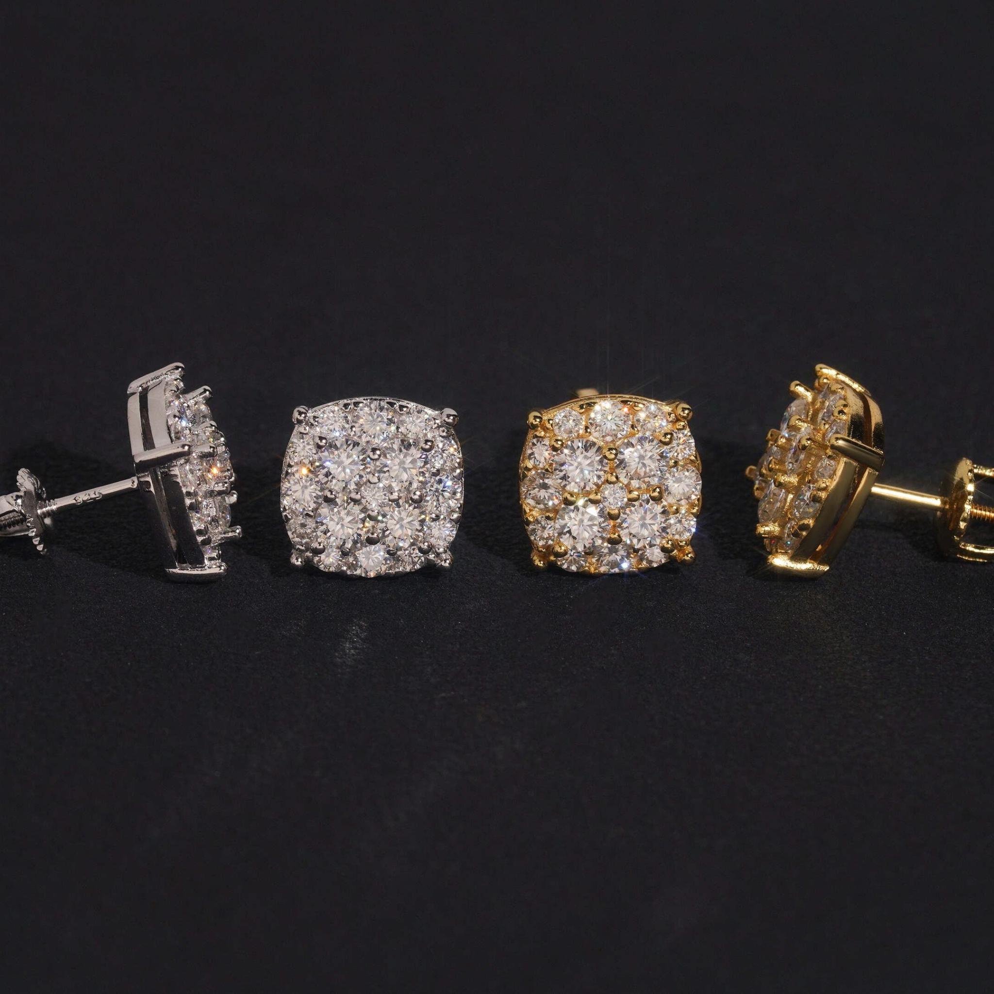 925 Sterling Silver 10mm Iced-Out Moissanite Stud Earrings | Screw-Back