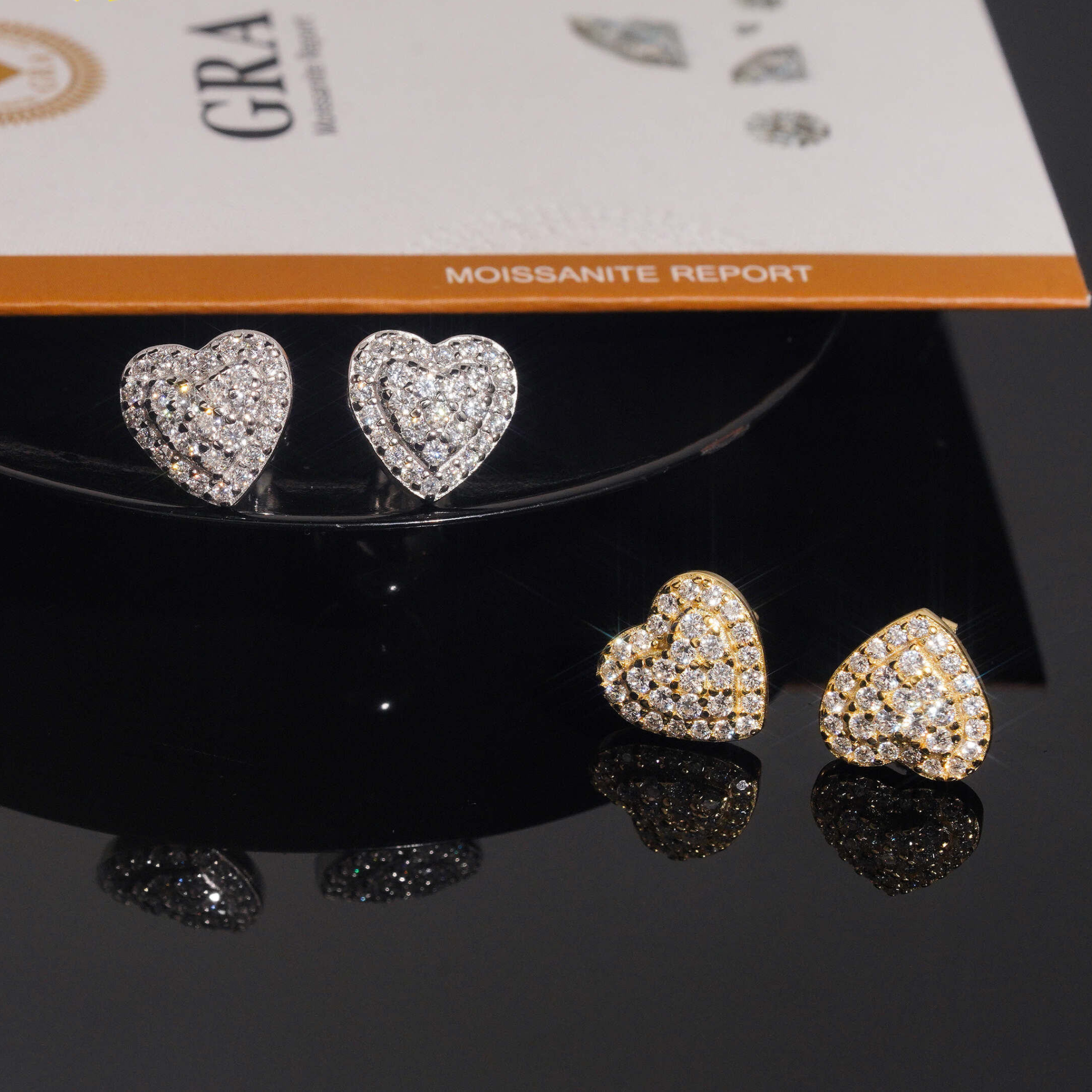925 Sterling Silver Heart-Shaped VVS Moissanite Stud Earrings | Fine Jewelry for Women