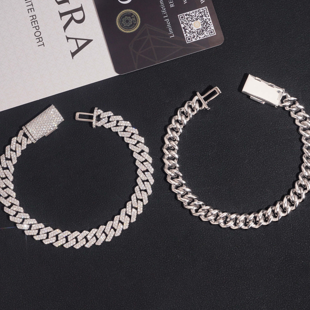 925 Sterling Silver 6mm Iced-Out Miami Cuban Bracelet | GRA Certified Moissanite