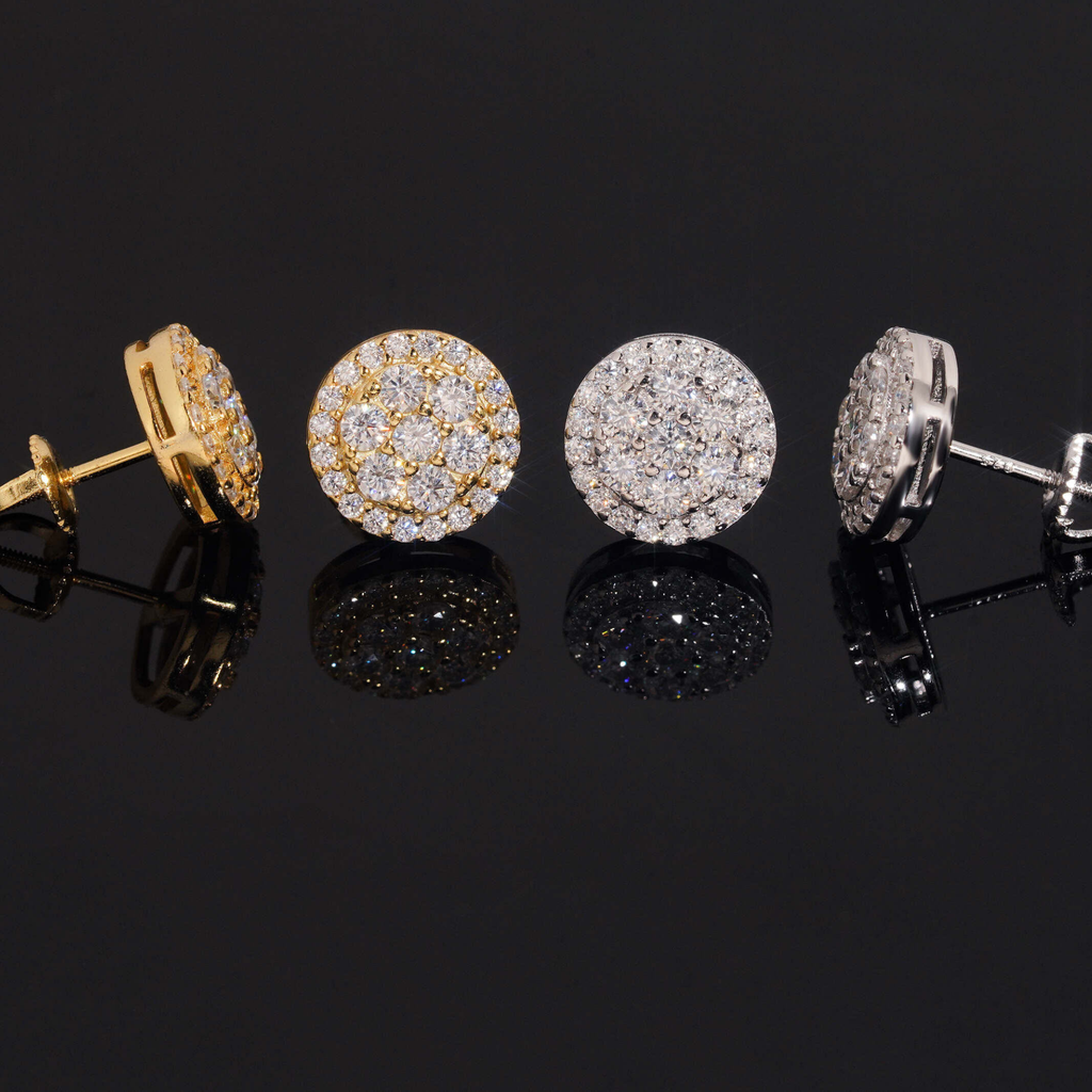 925 Sterling Silver Cluster Moissanite Stud Earrings | VVS Iced-Out Screw-Back