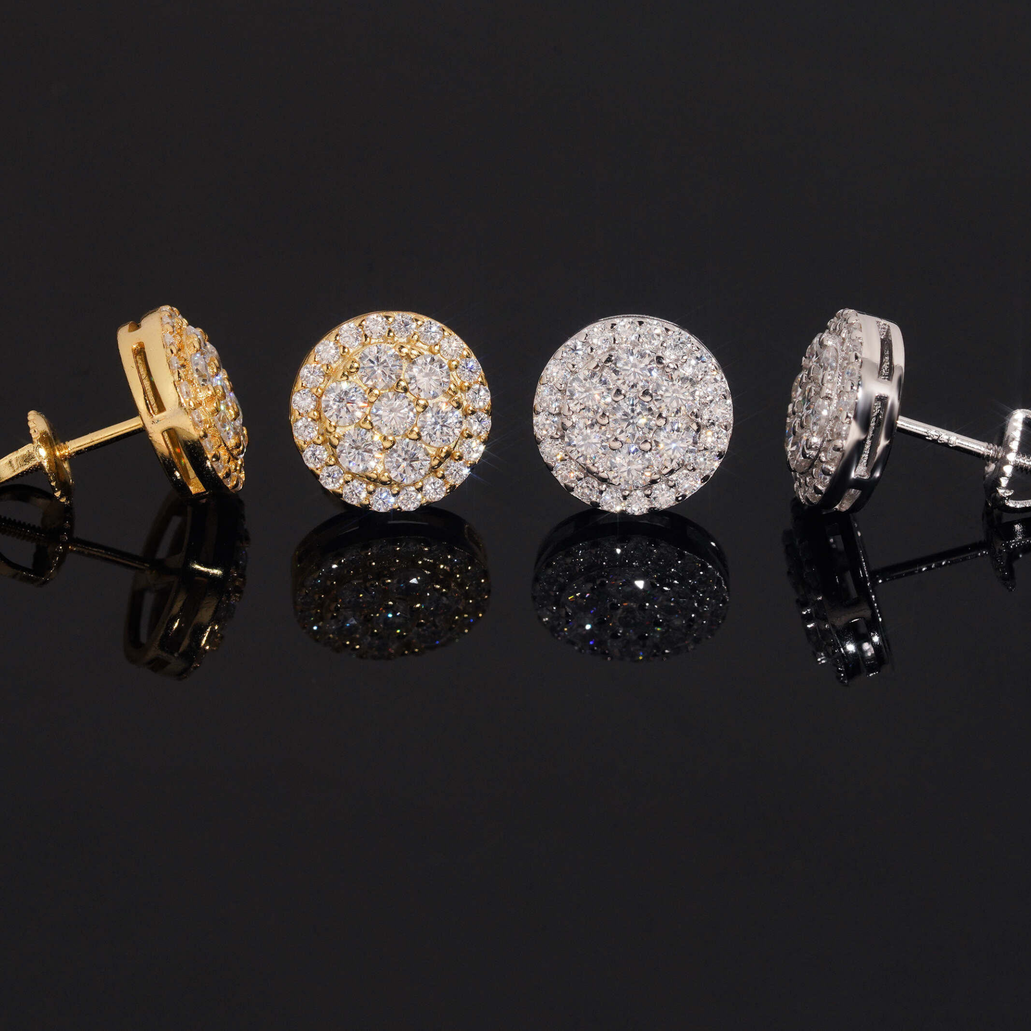 925 Sterling Silver Cluster Moissanite Stud Earrings | VVS Iced-Out Screw-Back