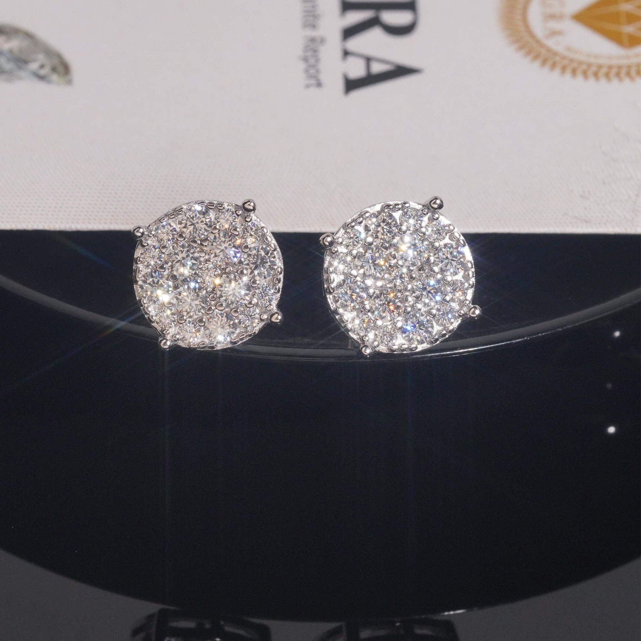 925 Sterling Silver Iced-Out VVS Moissanite Lab Stud Earrings | Fine Jewelry