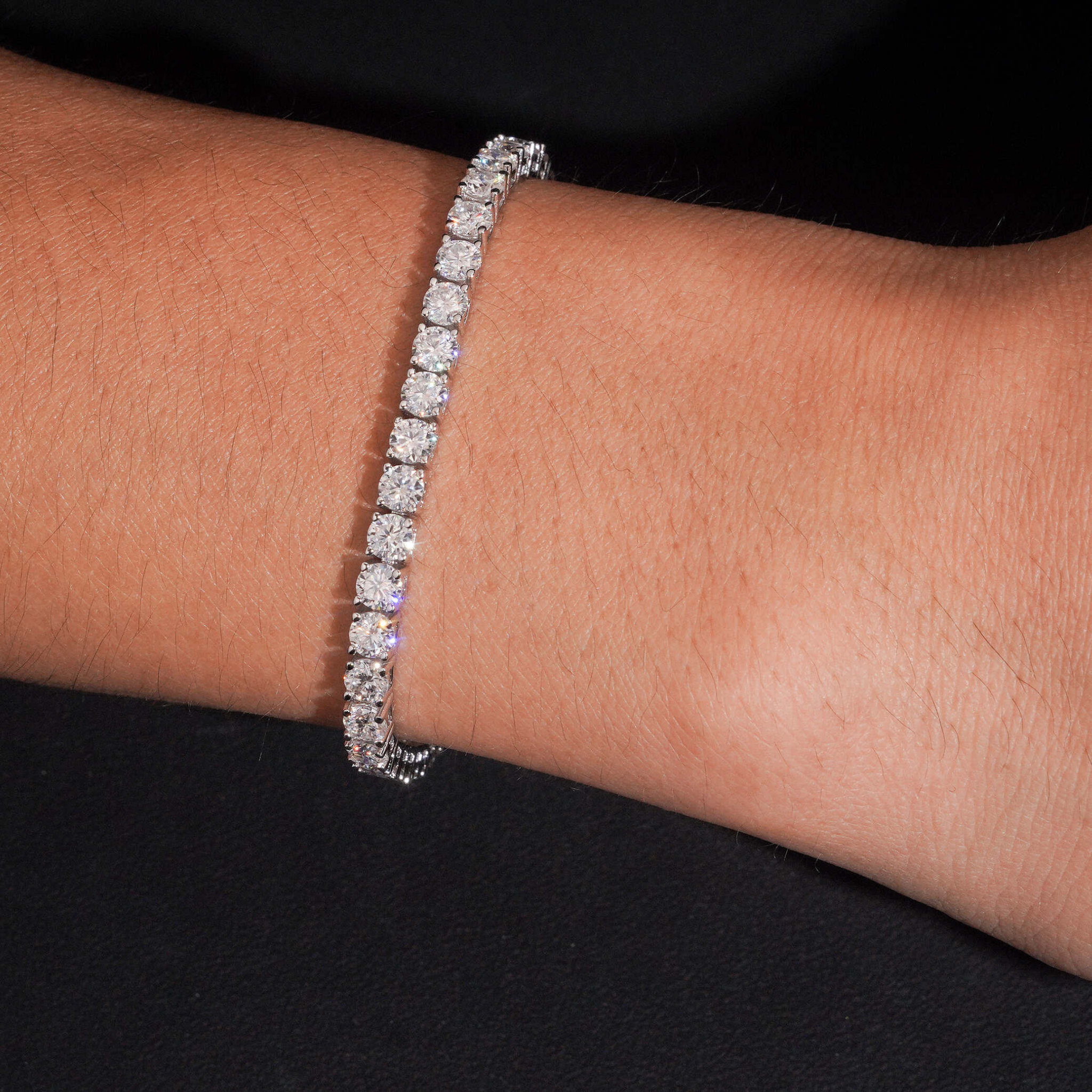 925 Sterling Silver 4mm Iced-Out Tennis Bracelet | VVS Moissanite GRA Certified
