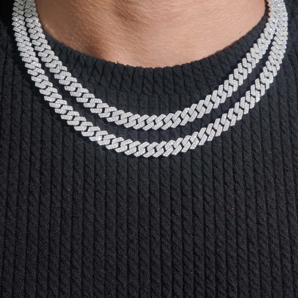 925 Sterling Silver 8mm Iced-Out Cuban Link Chain | GRA Certified Moissanite