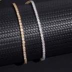 925 Sterling Silver 2mm Iced-Out Tennis Chain Bracelet | GRA Certified VVS Moissanite