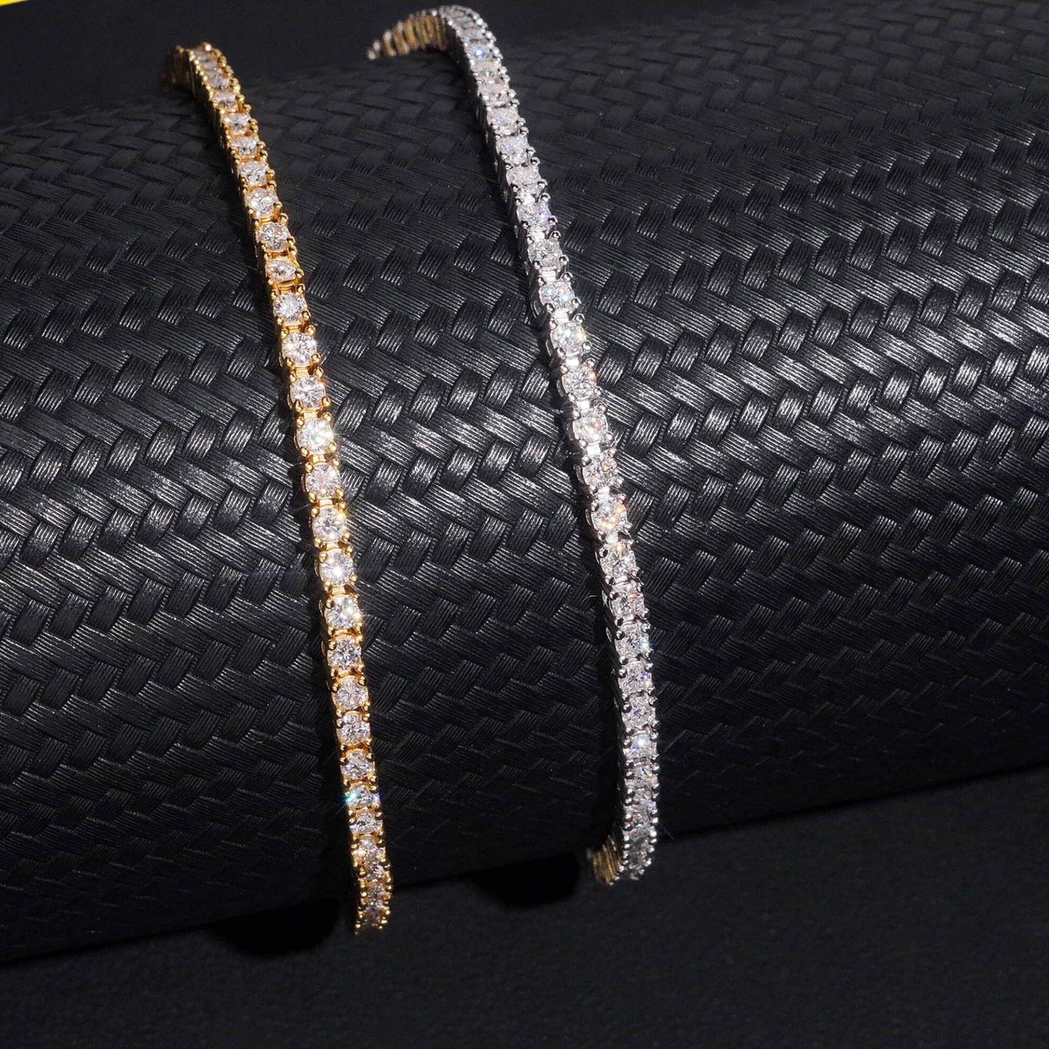 925 Sterling Silver 2mm Iced-Out Tennis Chain Bracelet | GRA Certified VVS Moissanite