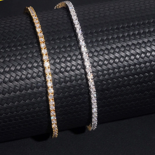 925 Sterling Silver 2mm Iced-Out Tennis Chain Bracelet | GRA Certified VVS Moissanite