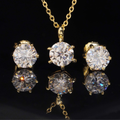 925 Sterling Silver 6-Prong Round Moissanite Earrings & Pendant Necklace Set | Women’s Fine Jewelry
