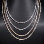 925 Sterling Silver Iced-Out Moissanite Tennis Chain Necklace | VVS 2mm–5mm
