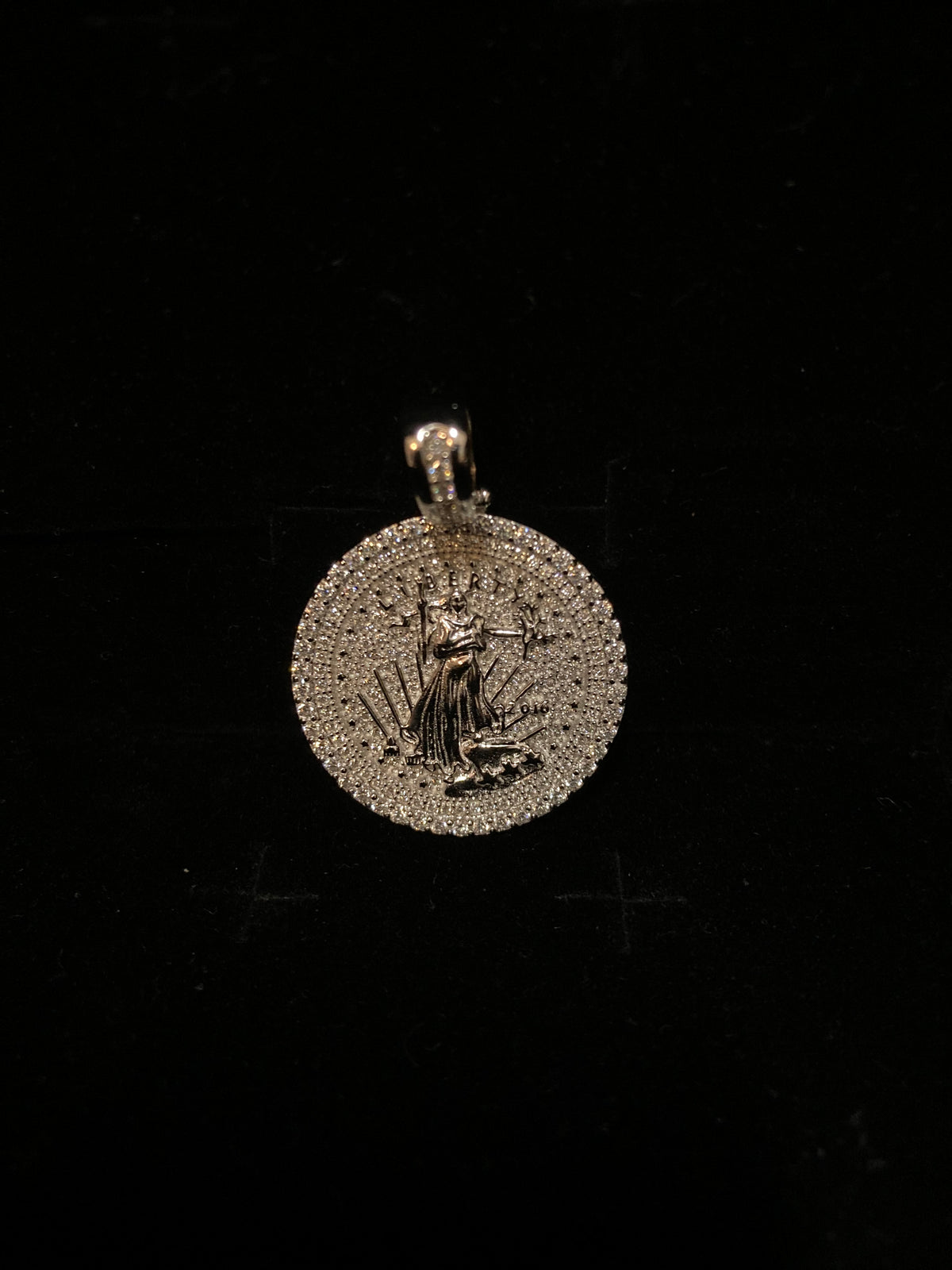 925 Sterling Silver VVS Moissanite Walking Liberty Pendant