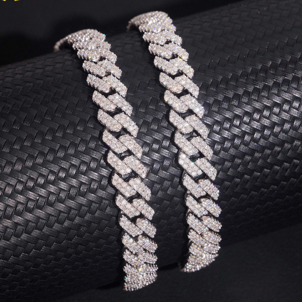 925 Sterling Silver 8mm Iced-Out Cuban Link Chain | GRA Certified Moissanite