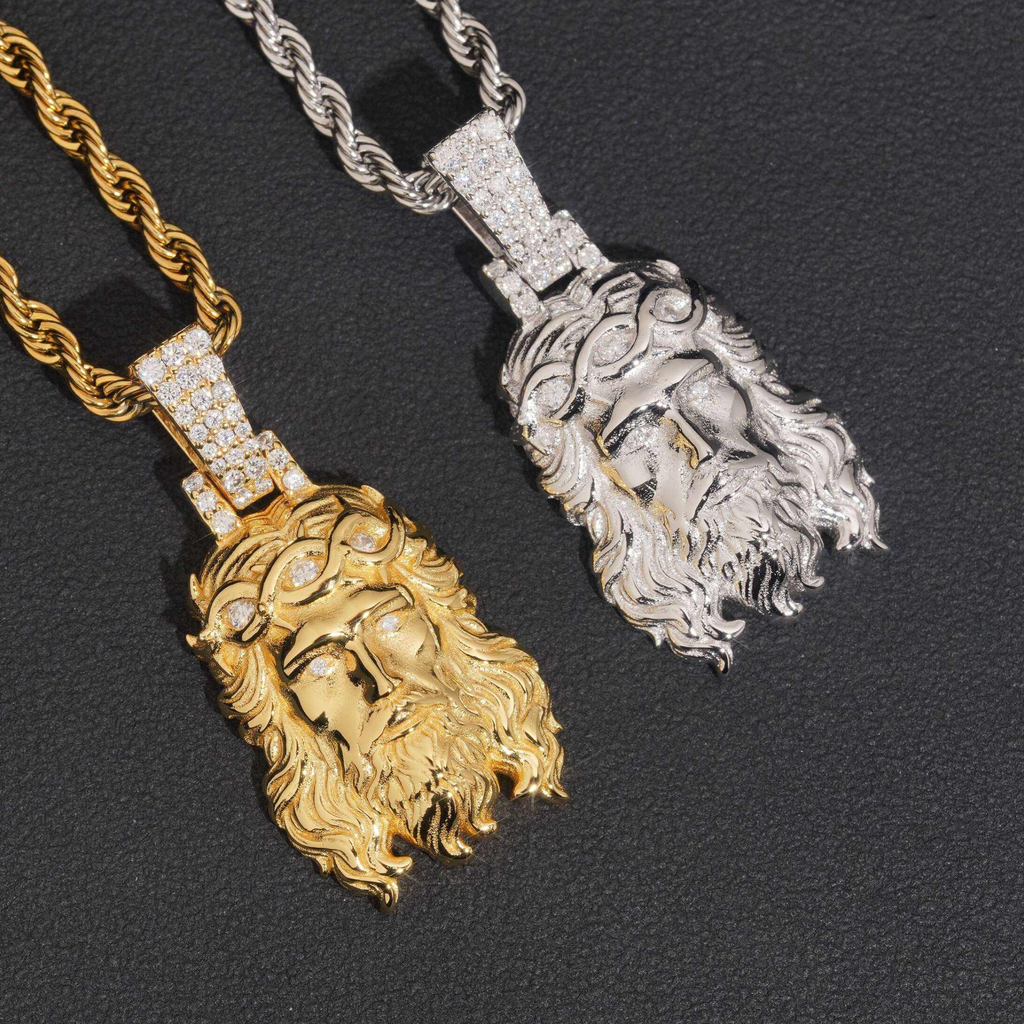 925 Sterling Silver Iced-Out Jesus Pendant | D Color VVS Moissanite