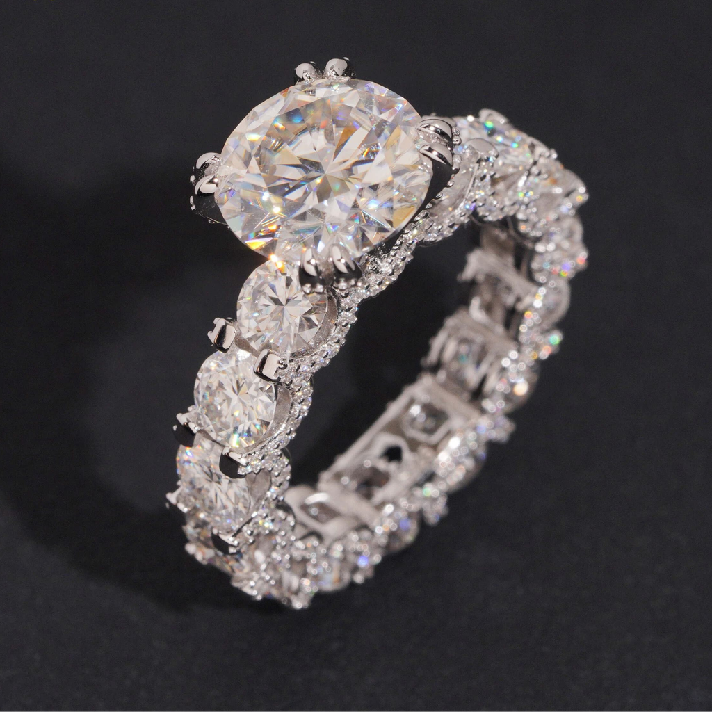 925 Sterling Silver Iced-Out Wedding Ring | 5CT VVS Moissanite