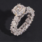 925 Sterling Silver Iced-Out Wedding Ring | 5CT VVS Moissanite