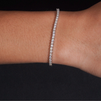 925 Sterling Silver 2mm Iced-Out Tennis Chain Bracelet | GRA Certified VVS Moissanite