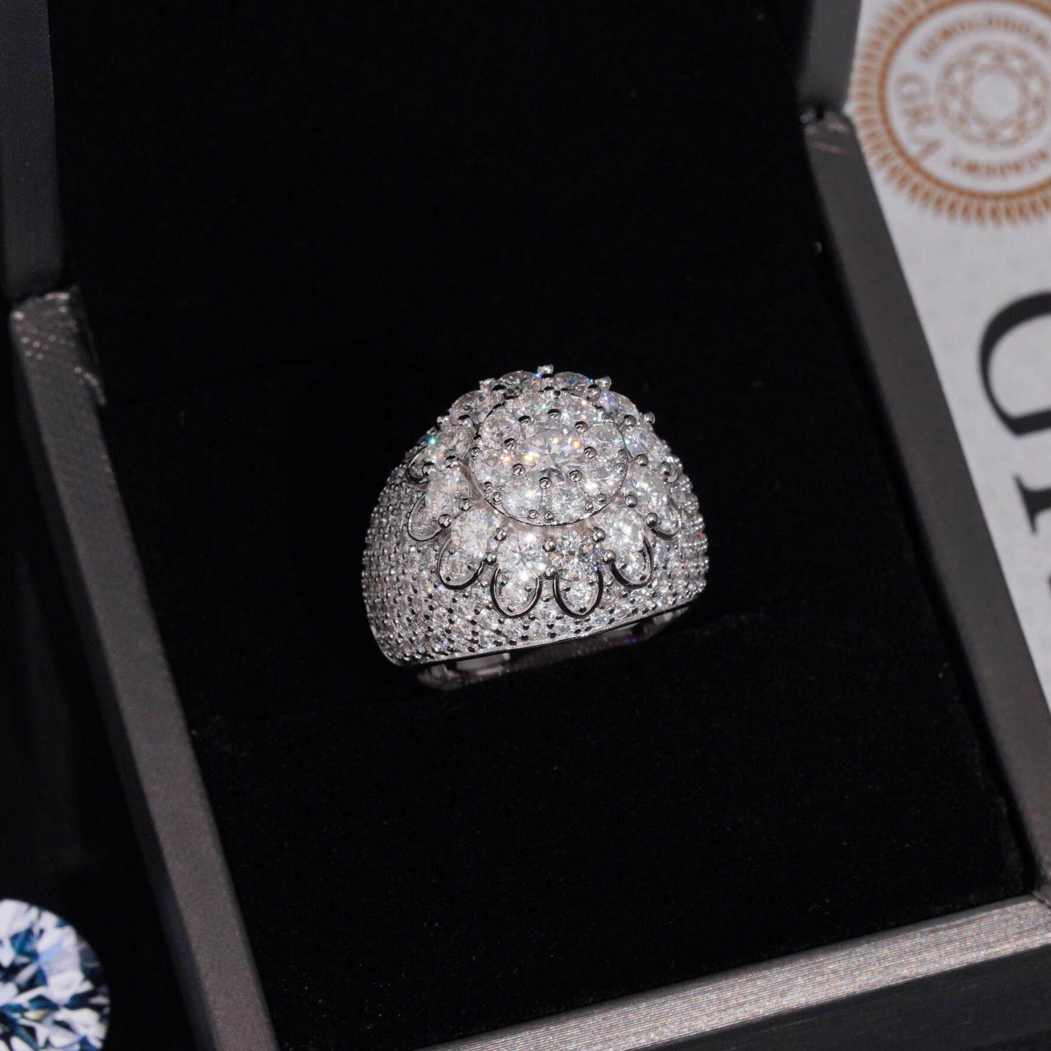 925 Sterling Silver Iced-Out Men’s Ring | VVS Moissanite GRA Certified