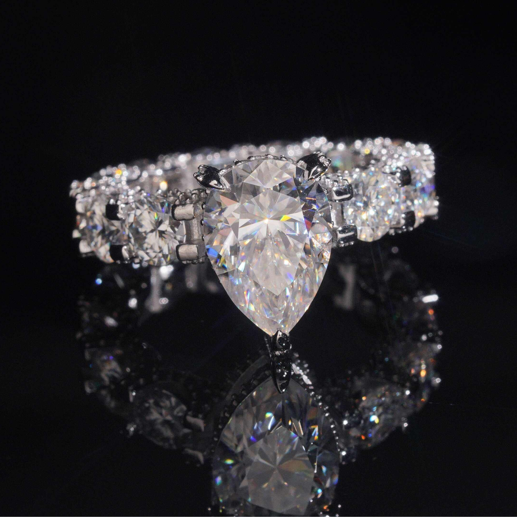 925 Sterling Silver 5ct Pear Cut VVS Moissanite Diamond Ring | Women’s Engagement Fine Jewelry