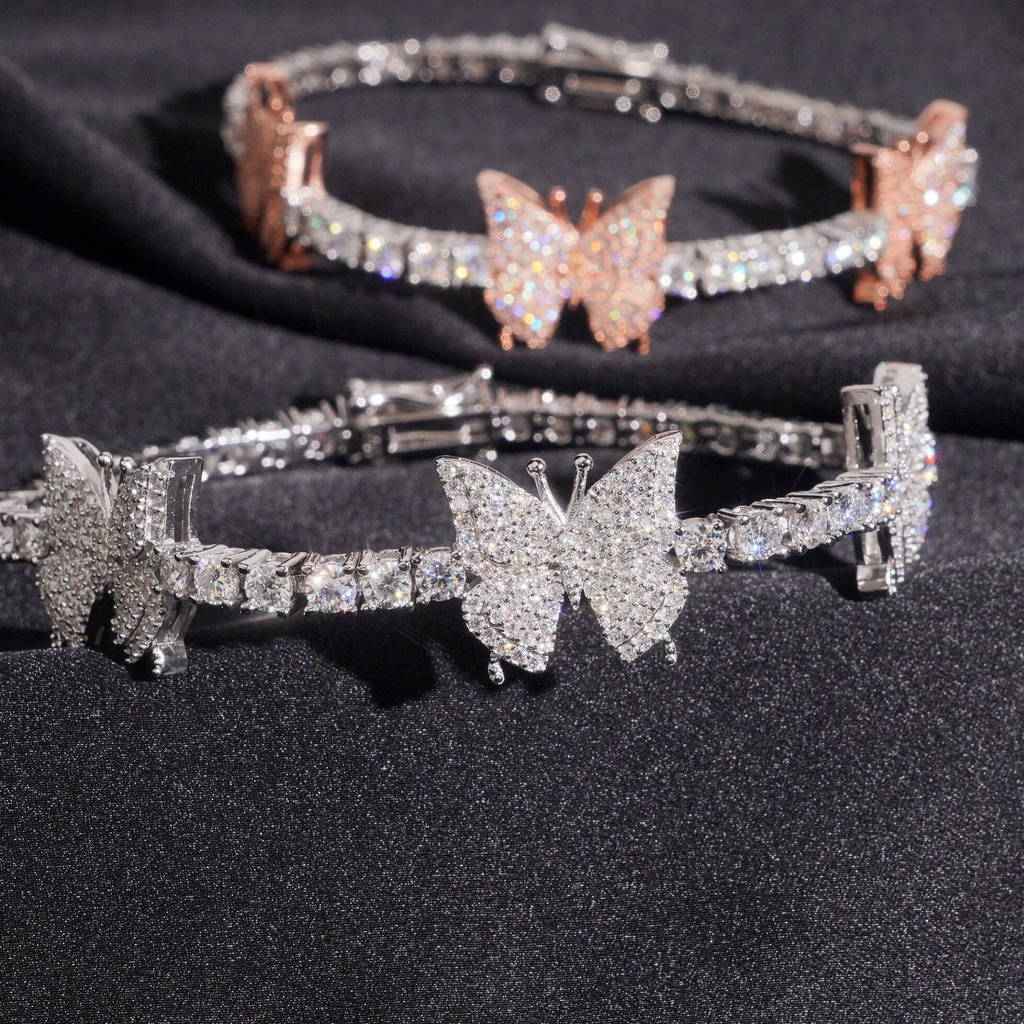 925 Sterling Silver 3mm Butterfly Tennis Bracelet | Moissanite