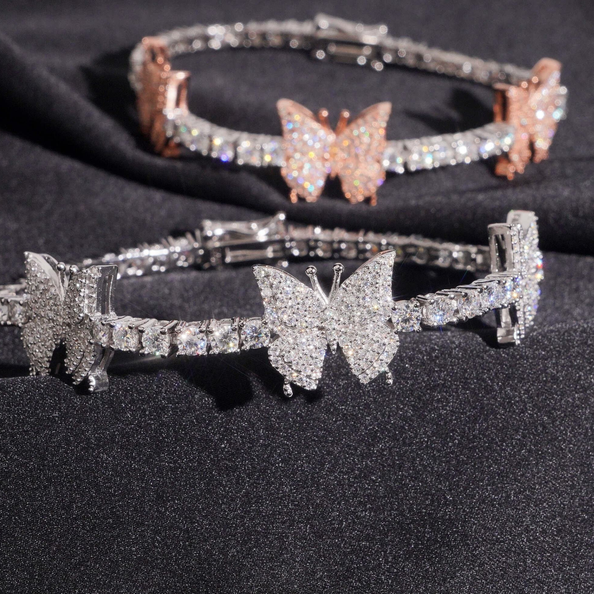 925 Sterling Silver 3mm Butterfly Tennis Bracelet | Moissanite