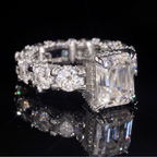925 Sterling Silver 5ct Emerald Cut VVS Moissanite Diamond Ring | Women’s Engagement Fine Jewelry