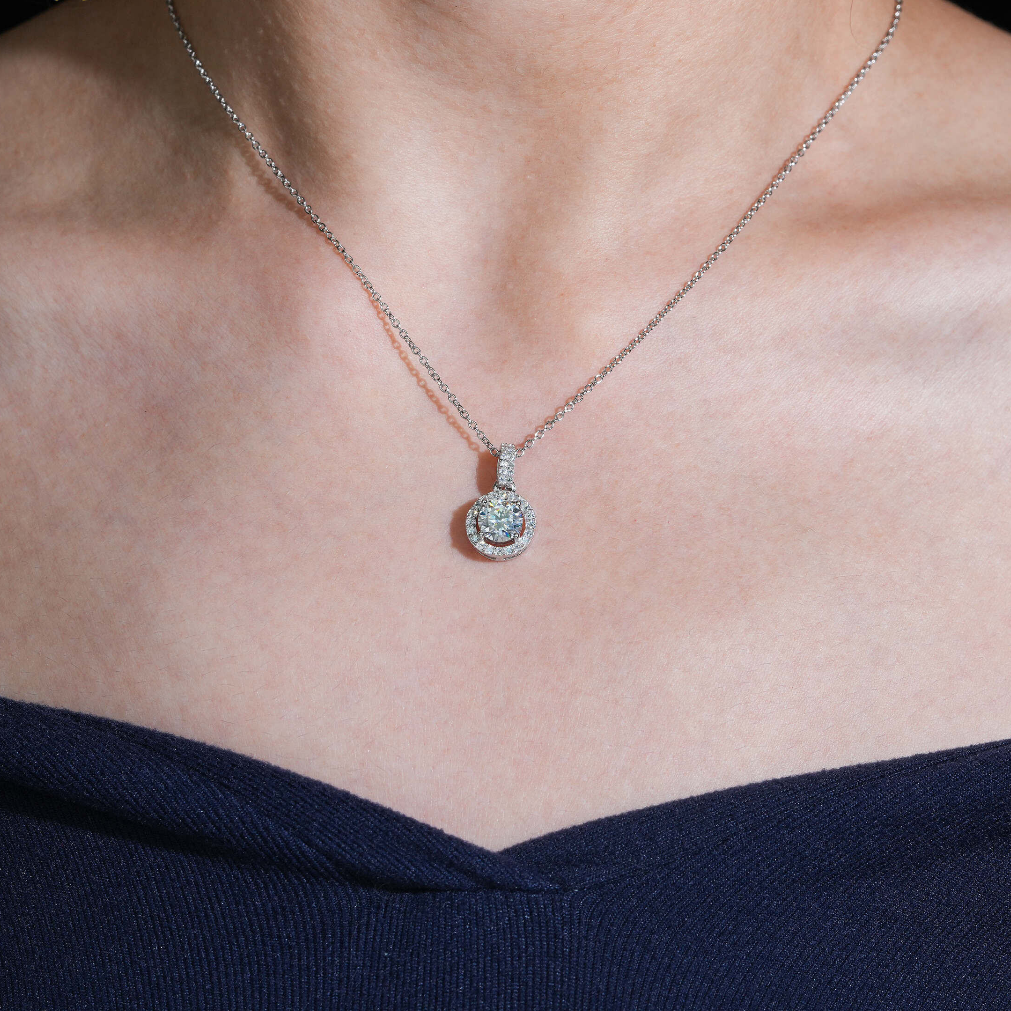 925 Sterling Silver 1CT Brilliant Cut VVS Moissanite Diamond Necklace | Women’s Fine Jewelry