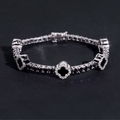 925 Sterling Silver 3mm Black Clover Tennis Bracelet | VVS Moissanite GRA Certified