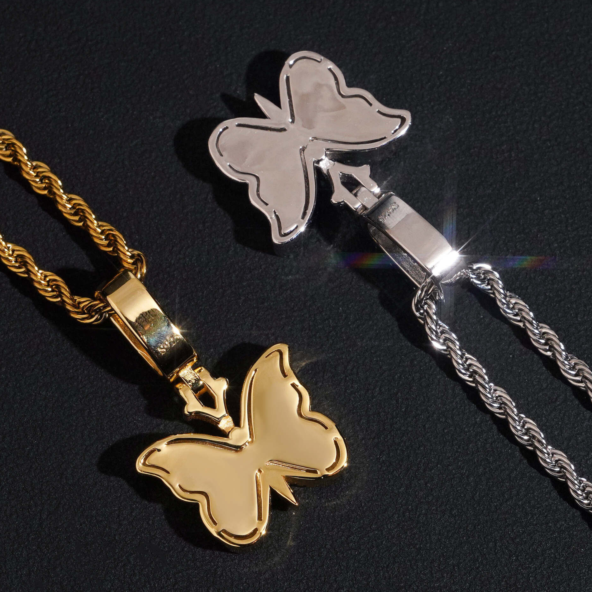 925 Sterling Silver Moissanite Butterfly Pendant