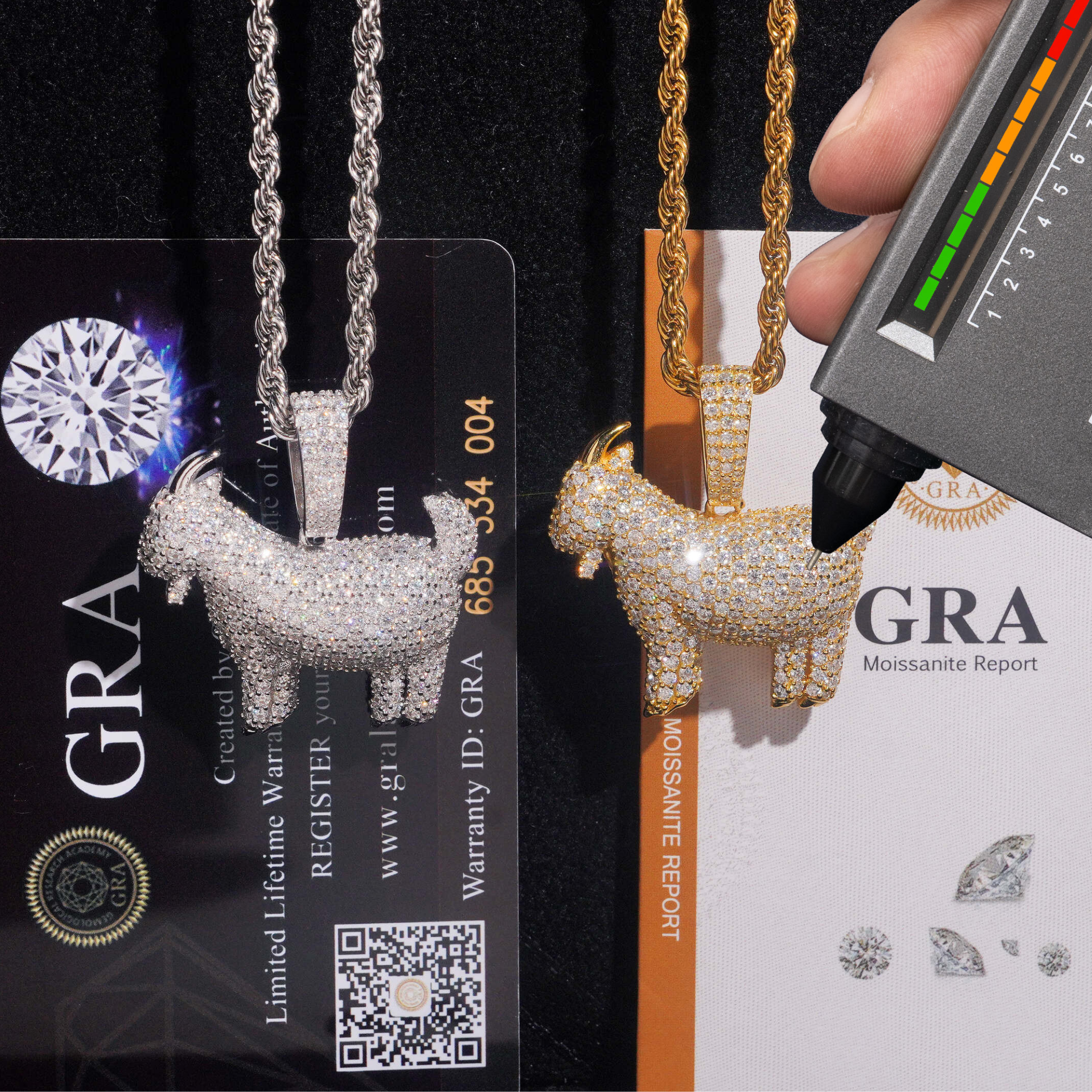 925 Sterling Silver GOAT Pendant | Iced-Out VVS Moissanite GRA Certified