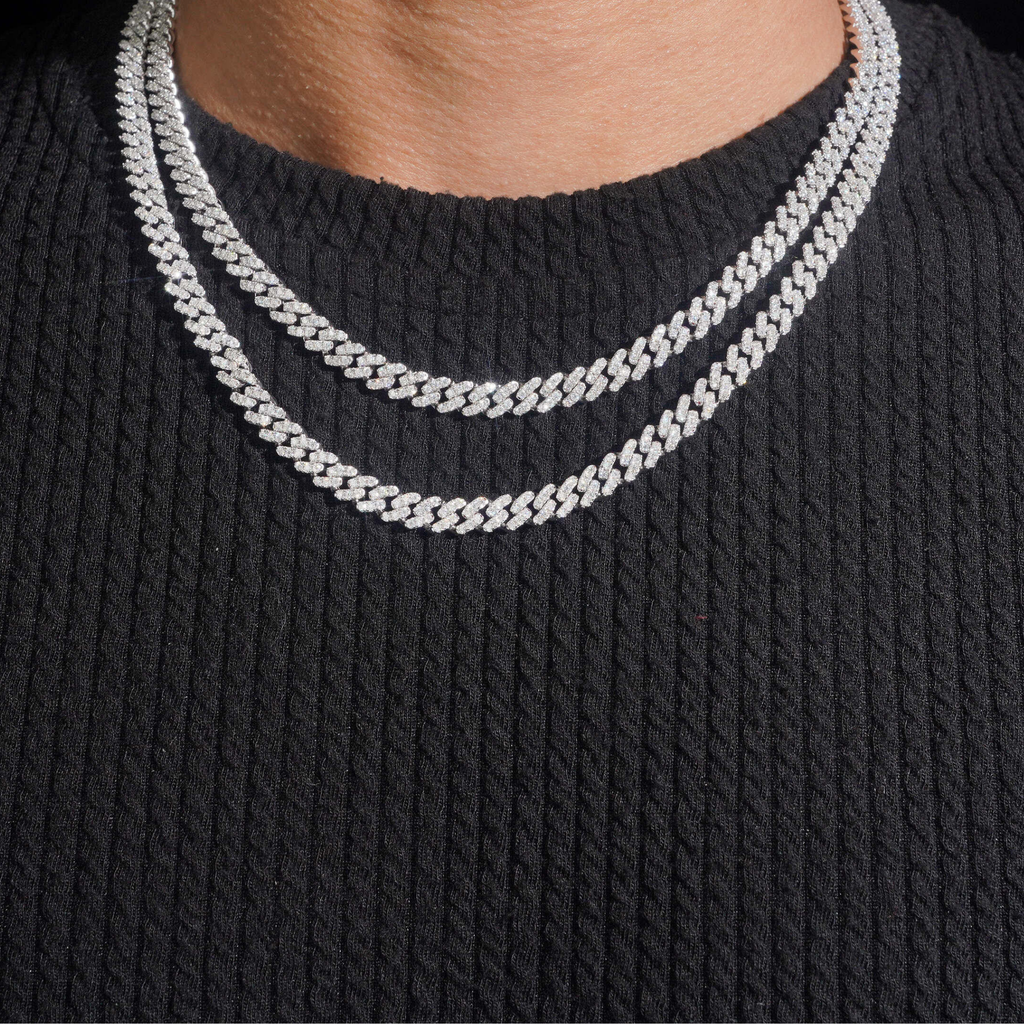 925 Sterling Silver 6mm Iced-Out Cuban Link Chain | VVS Moissanite