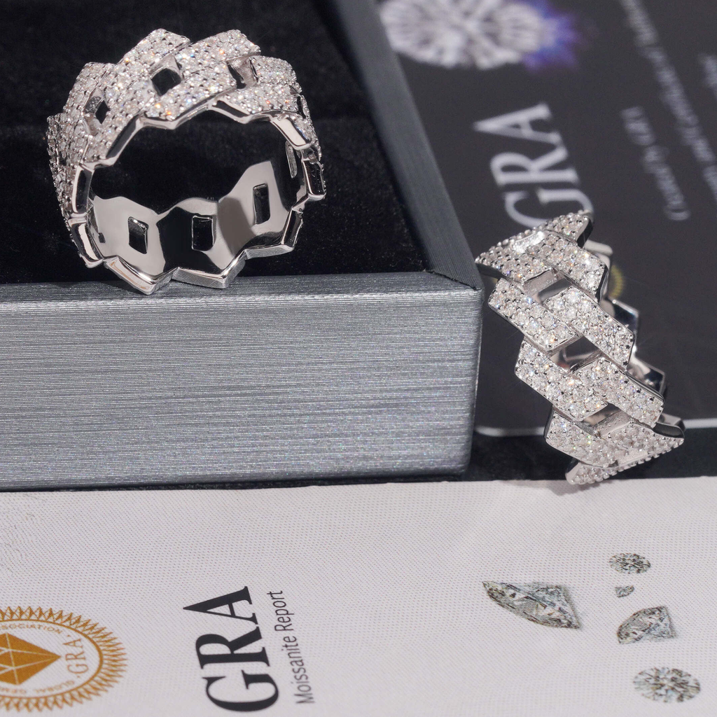 925 Sterling Silver Iced-Out Cuban Ring | Moissanite