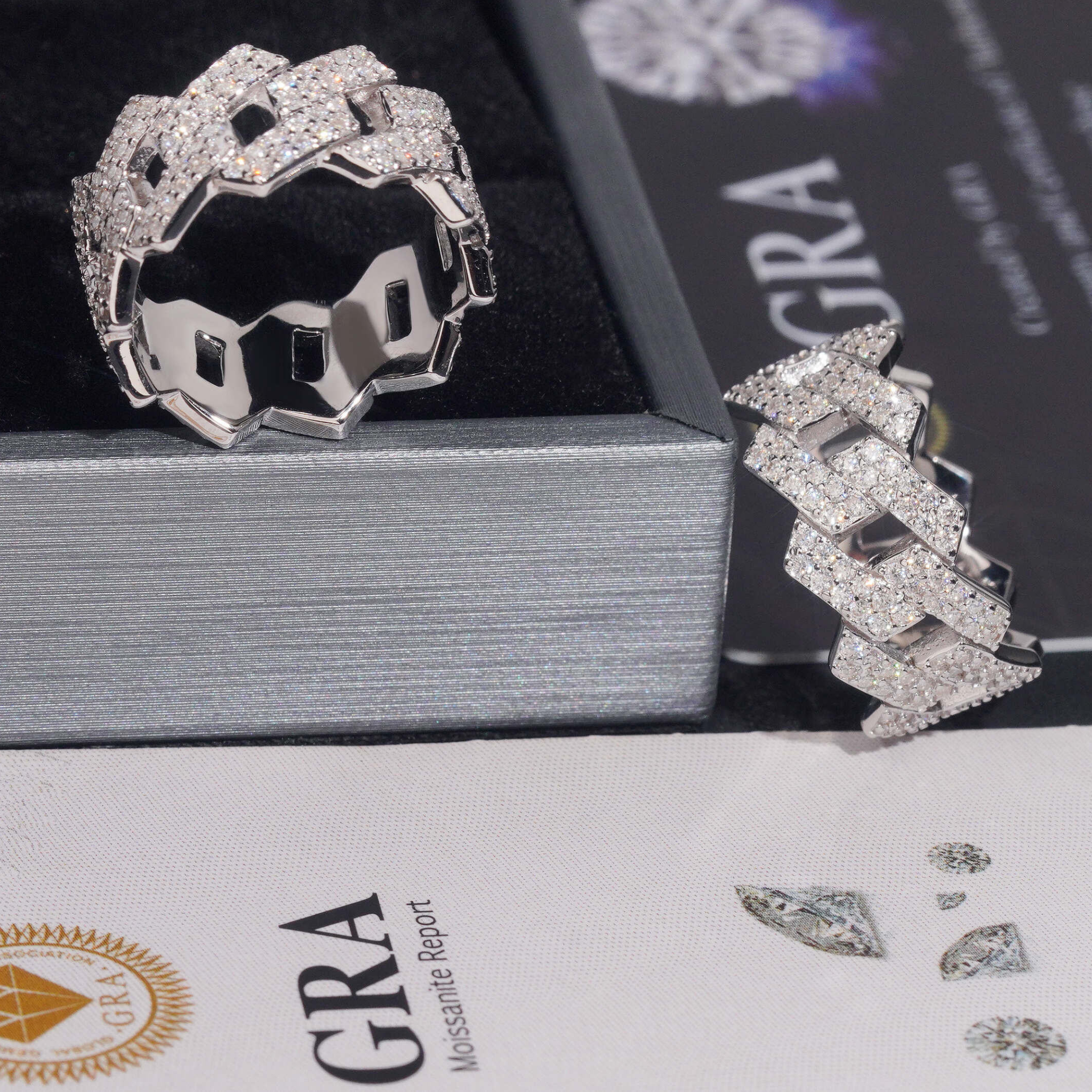 925 Sterling Silver Iced-Out Cuban Ring | Moissanite