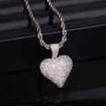 925 Sterling Silver Fully Iced-Out VVS Moissanite Heart Pendant