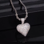 925 Sterling Silver Fully Iced-Out VVS Moissanite Heart Pendant