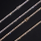 925 Sterling Silver 6.5mm Iced-Out Moissanite Tennis Chain | Fine Jewelry