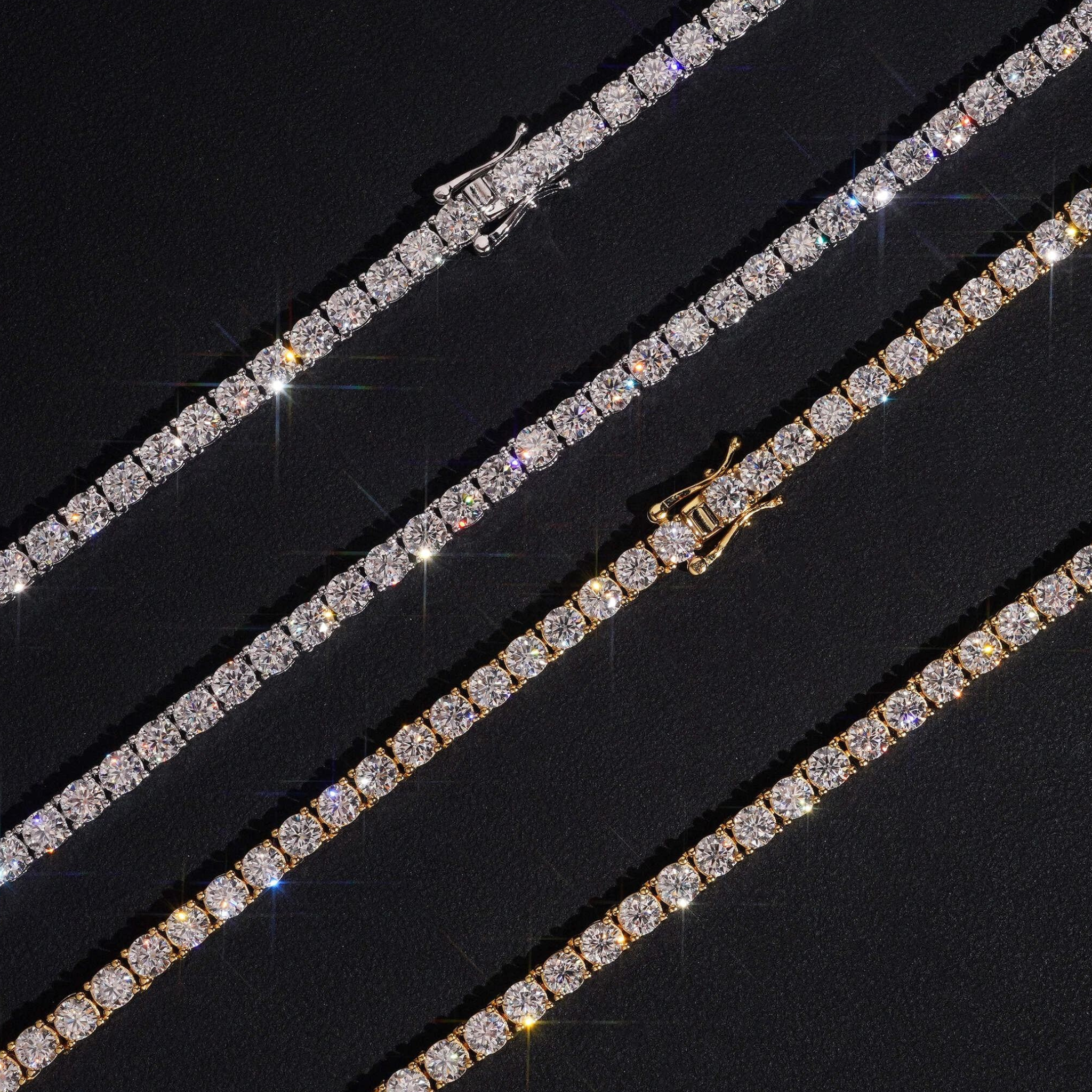 925 Sterling Silver 6.5mm Iced-Out Moissanite Tennis Chain | Fine Jewelry