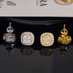 925 Sterling Silver Iced-Out Moissanite Stud Earrings | VVS Screw-Back