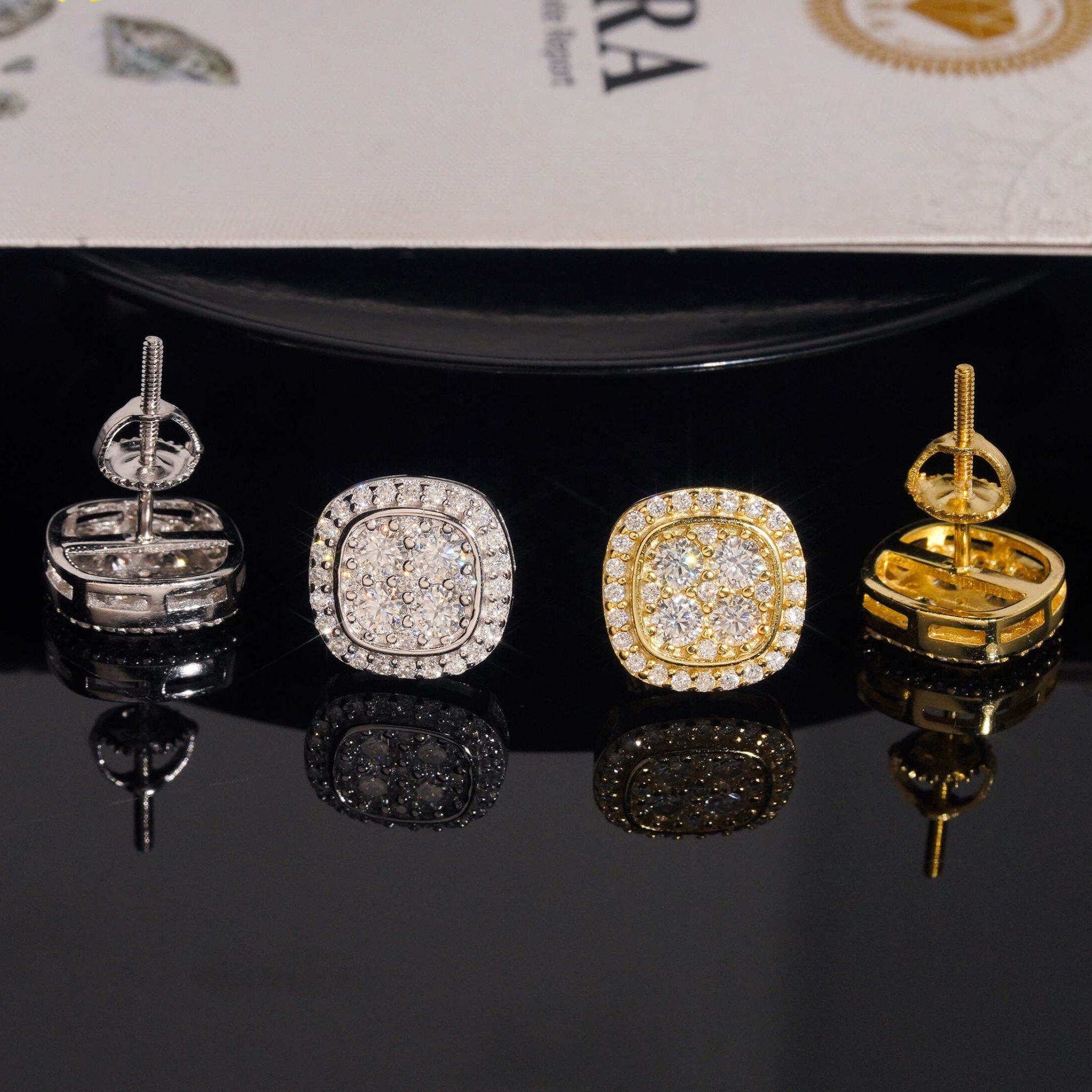 925 Sterling Silver Iced-Out Moissanite Stud Earrings | VVS Screw-Back