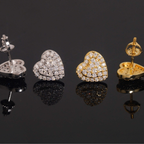 925 Sterling Silver Heart-Shaped VVS Moissanite Stud Earrings | Fine Jewelry for Women